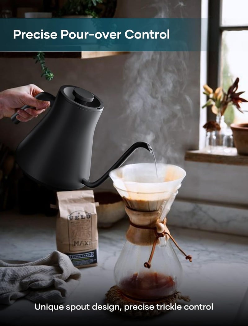 intasting Electric Kettles, Gooseneck Electric Kettle, ±1℉ Temperature Control, Stainless Steel Inner, Quick Heating, for Pour Over Coffee, Brew Tea, Boil Hot Water, 0.9L Black - Image 4